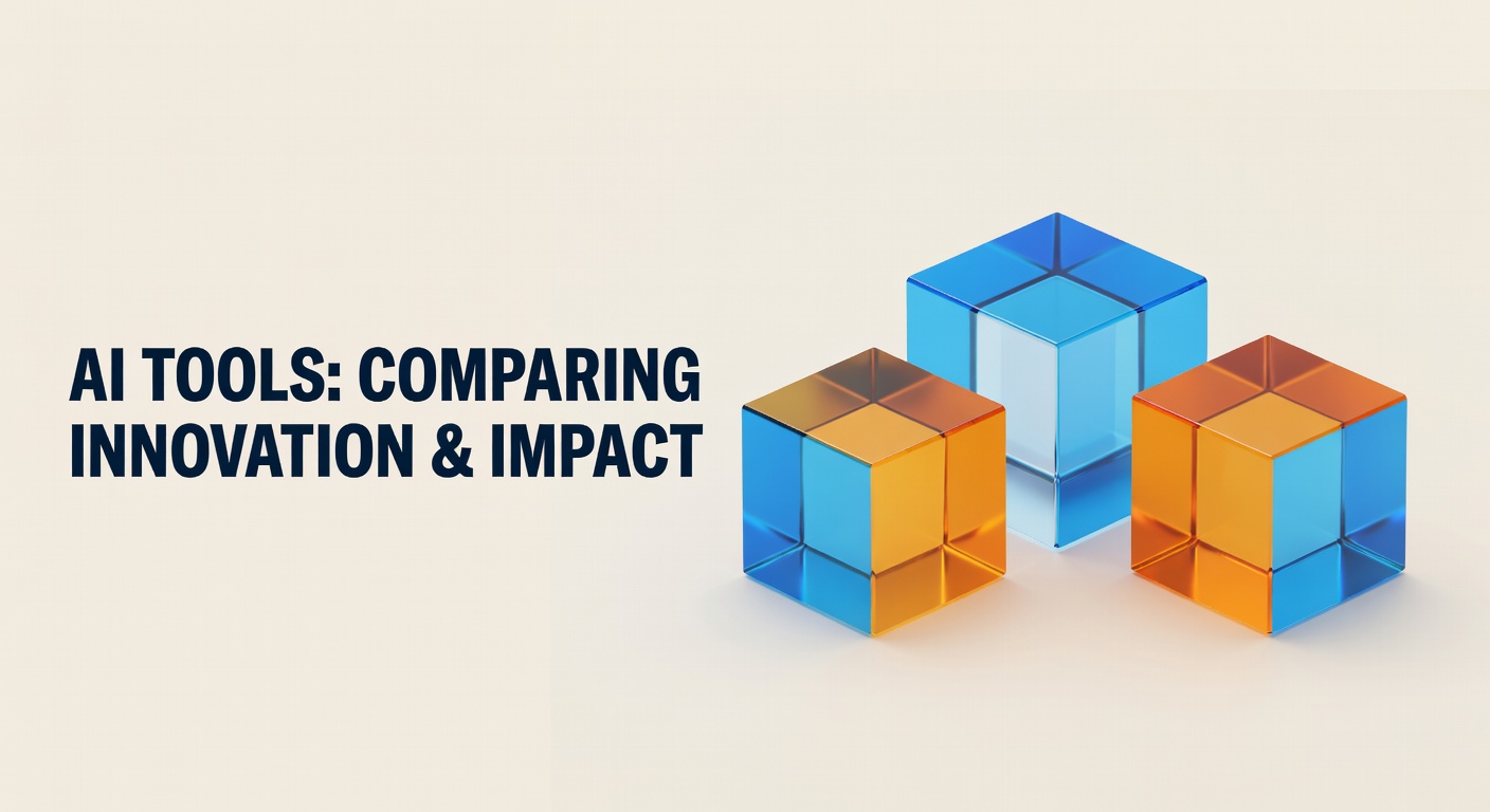 Three 3D crystalline cubes in comparison formation representing AI tool comparison
