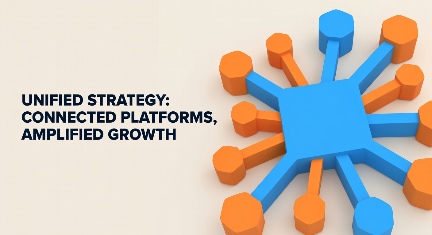 3D interconnected platforms representing a unified cross-platform content strategy