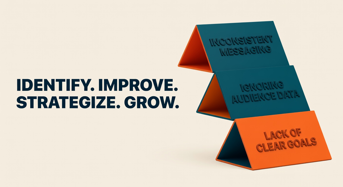 3D warning signs representing common mistakes in LinkedIn content strategy