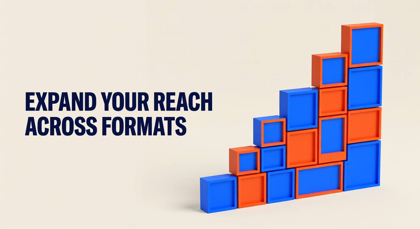 3D grid of different image format sizes representing social media platform dimensions