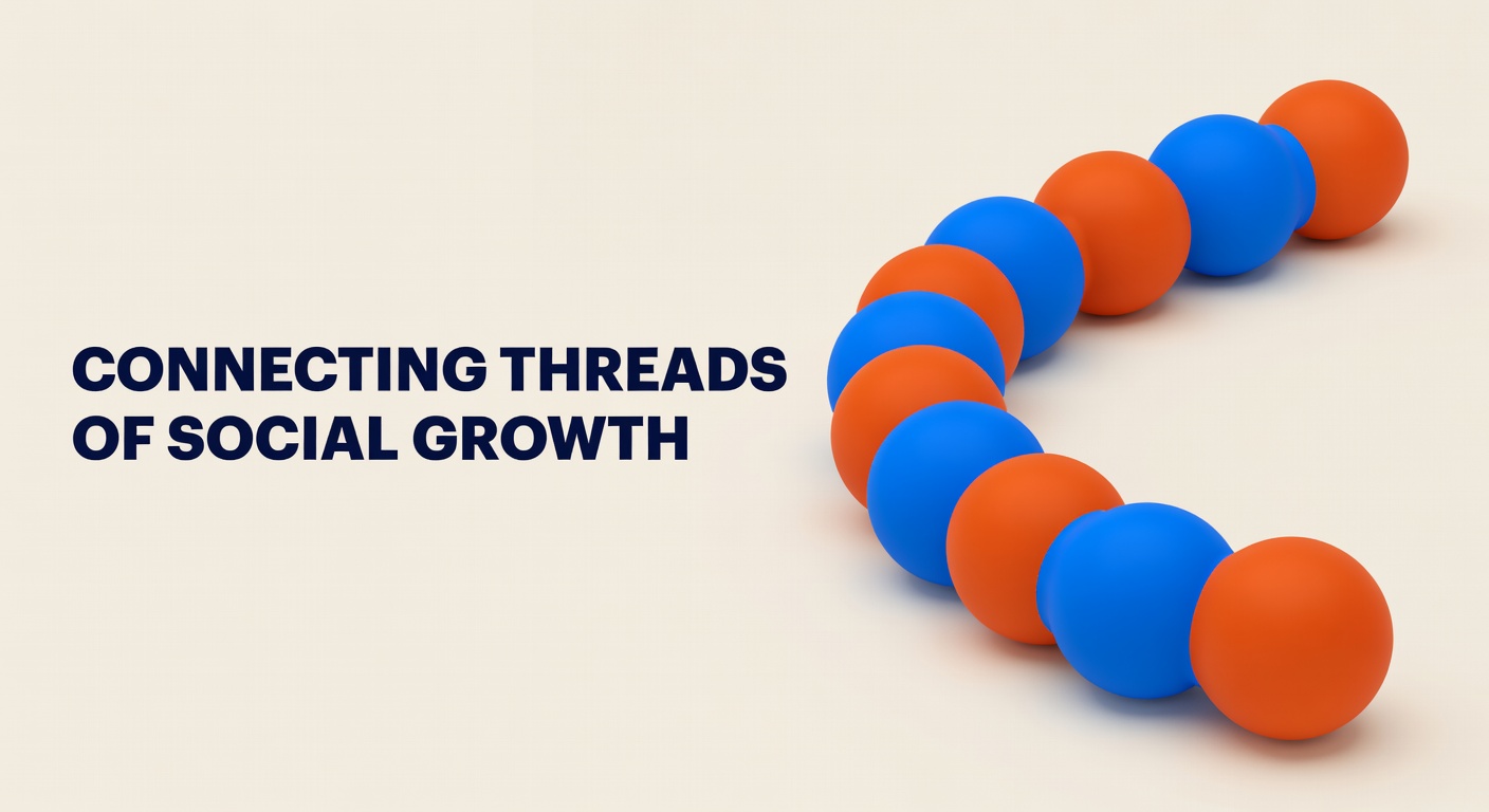 3D connected thread nodes representing Twitter thread structure and audience growth