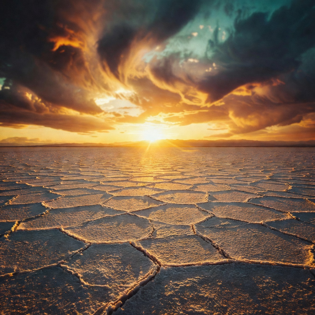 Cinematic desert landscape at sunrise with long shadows