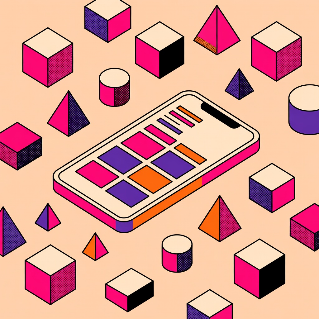 Isometric smartphone product mockup with dashboard UI