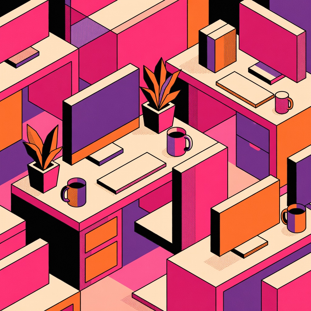 Isometric home office workspace illustration