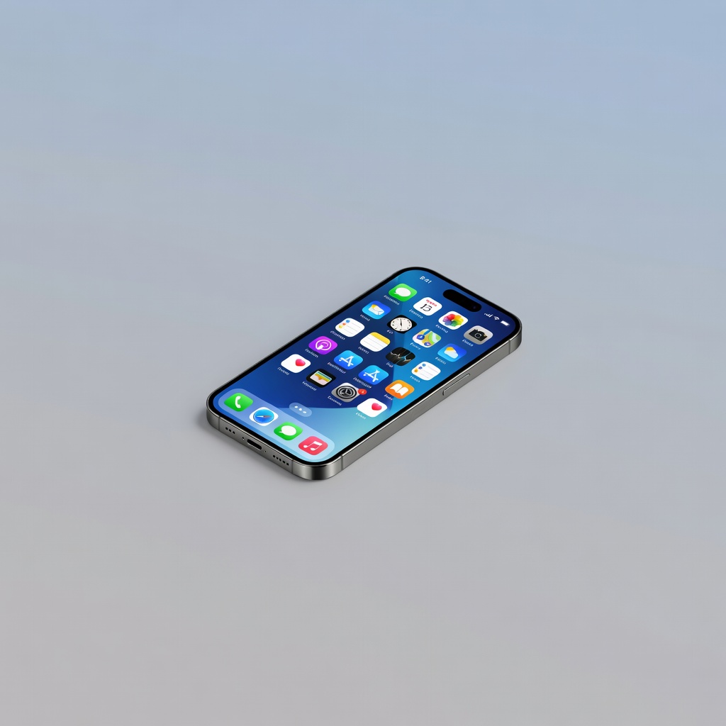 Photorealistic isometric smartphone with realistic materials