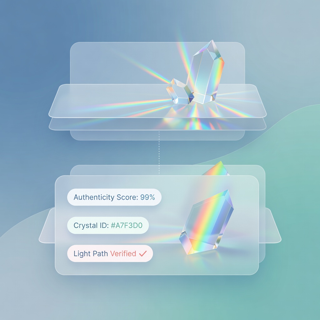 Abstract crystal prism shapes refracting light on blue background