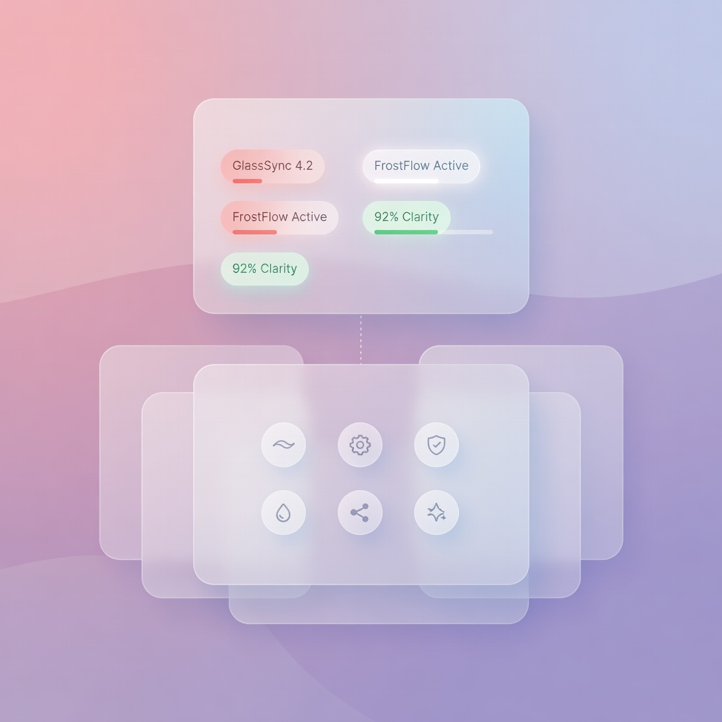Frosted glass icon set on gradient background